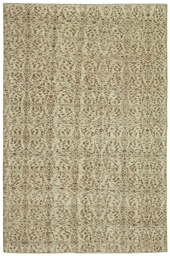 6x9 Beige Turkish Vintage Area Rug - 41590