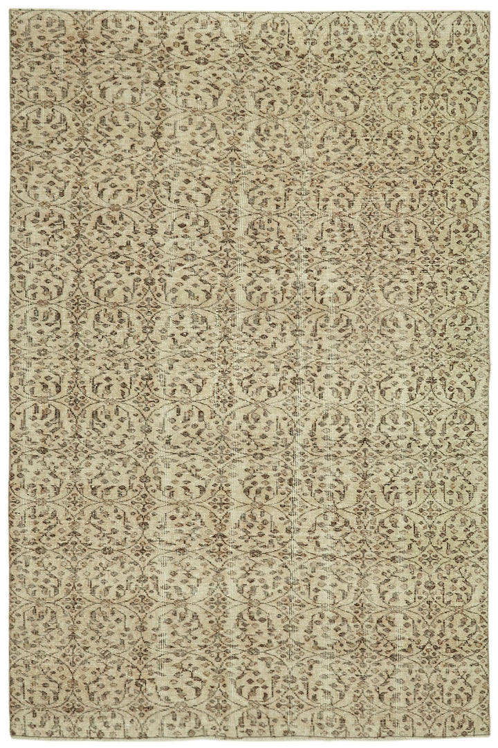 6x9 Beige Turkish Vintage Area Rug - 41590