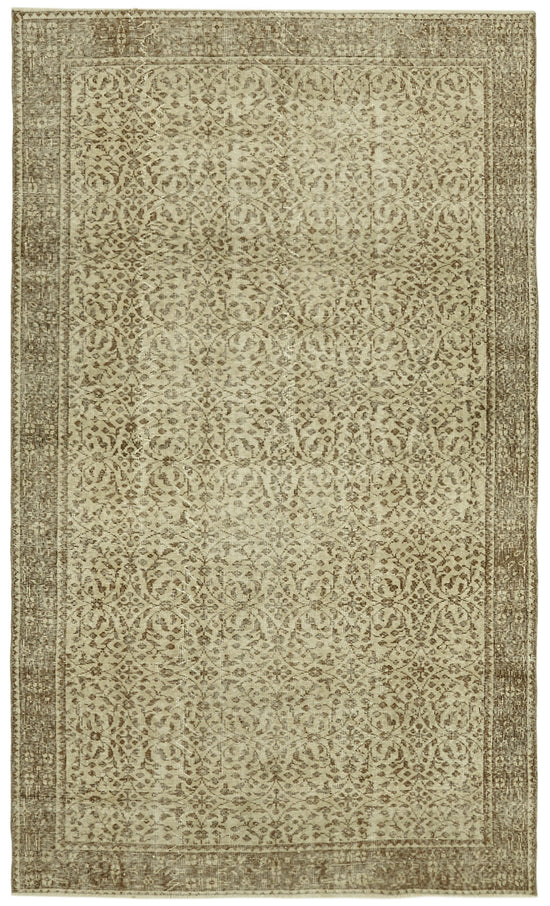 5x9 Beige Turkish Vintage Area Rug - 41591