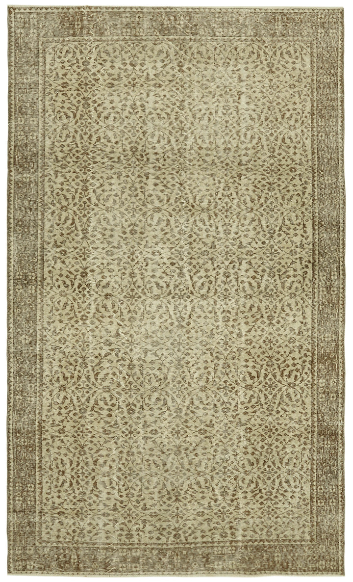 5x9 Beige Turkish Vintage Area Rug - 41591