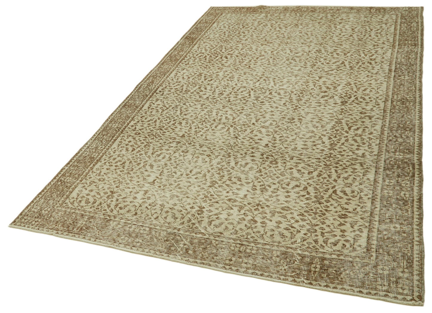 5x9 Beige Turkish Vintage Area Rug - 41591