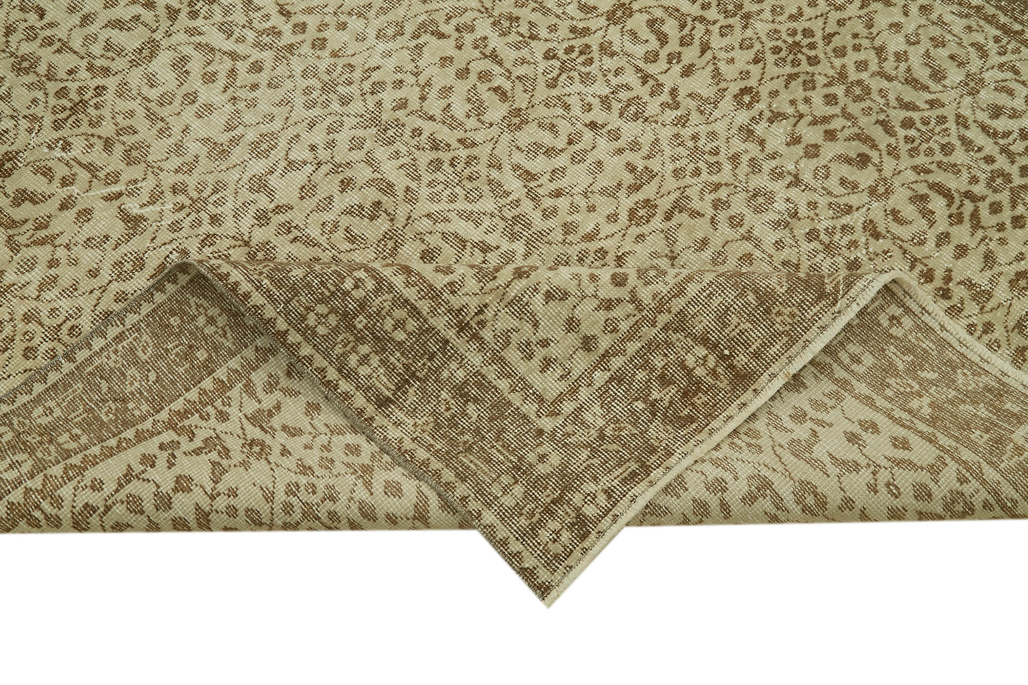 5x9 Beige Turkish Vintage Area Rug - 41591