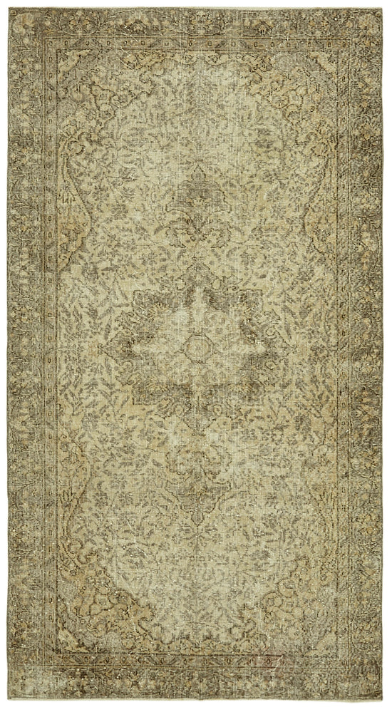 5x8 Beige Turkish Vintage Area Rug - 41592