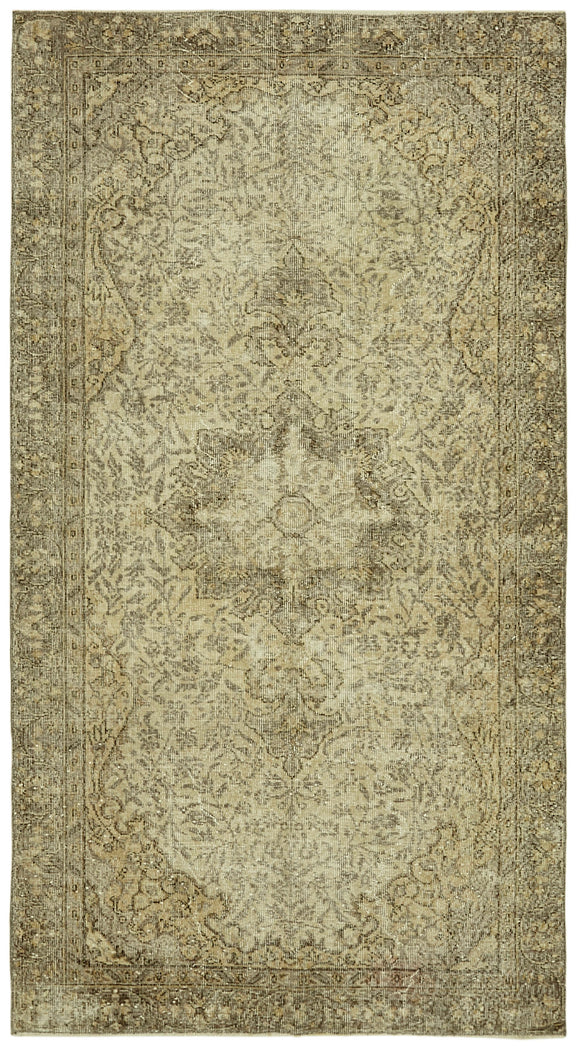 5x8 Beige Turkish Vintage Area Rug - 41592