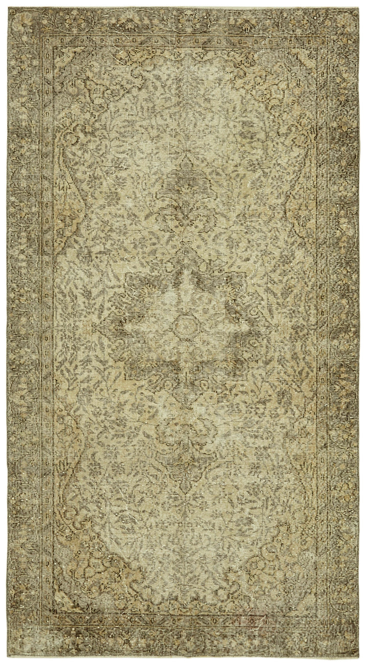 5x8 Beige Turkish Vintage Area Rug - 41592
