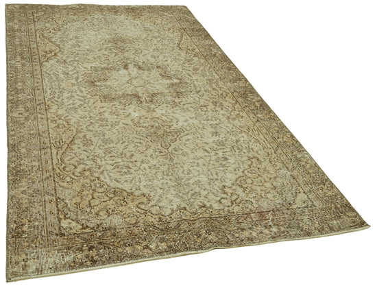 5x8 Beige Turkish Vintage Area Rug - 41592