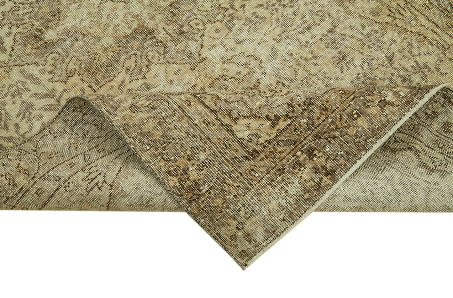 5x8 Beige Turkish Vintage Area Rug - 41592