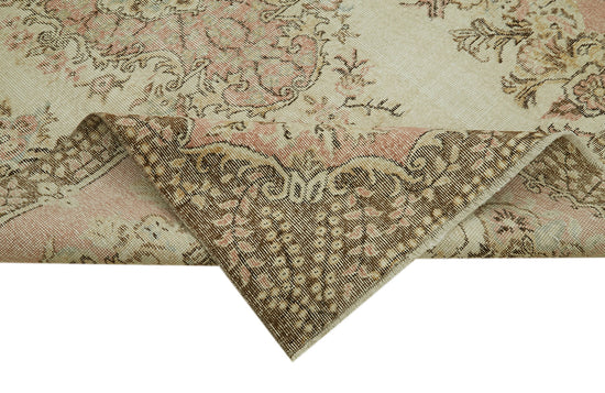 5x8 Beige Turkish Vintage Area Rug - 41593
