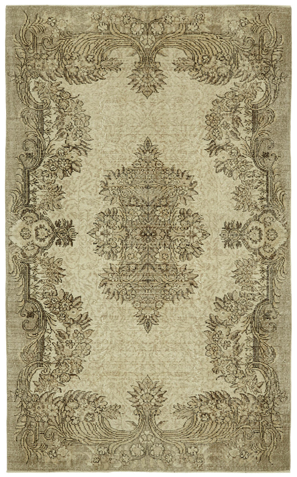 6x9 Beige Turkish Vintage Area Rug - 41594