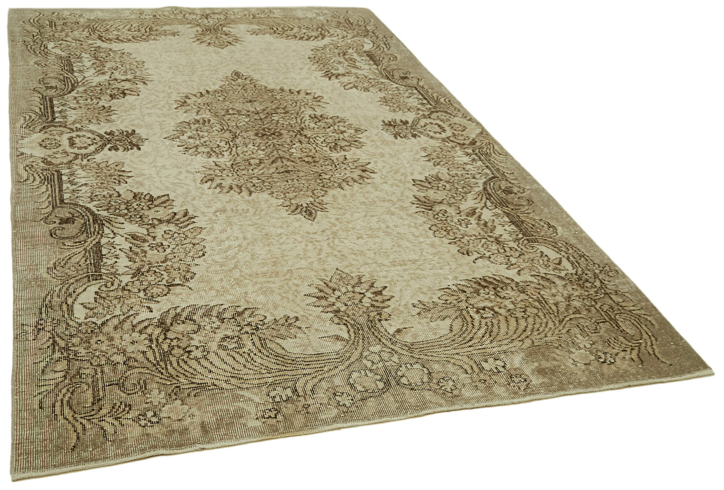 6x9 Beige Turkish Vintage Area Rug - 41594
