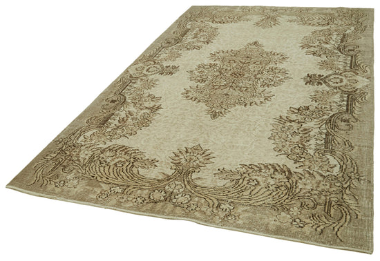6x9 Beige Turkish Vintage Area Rug - 41594