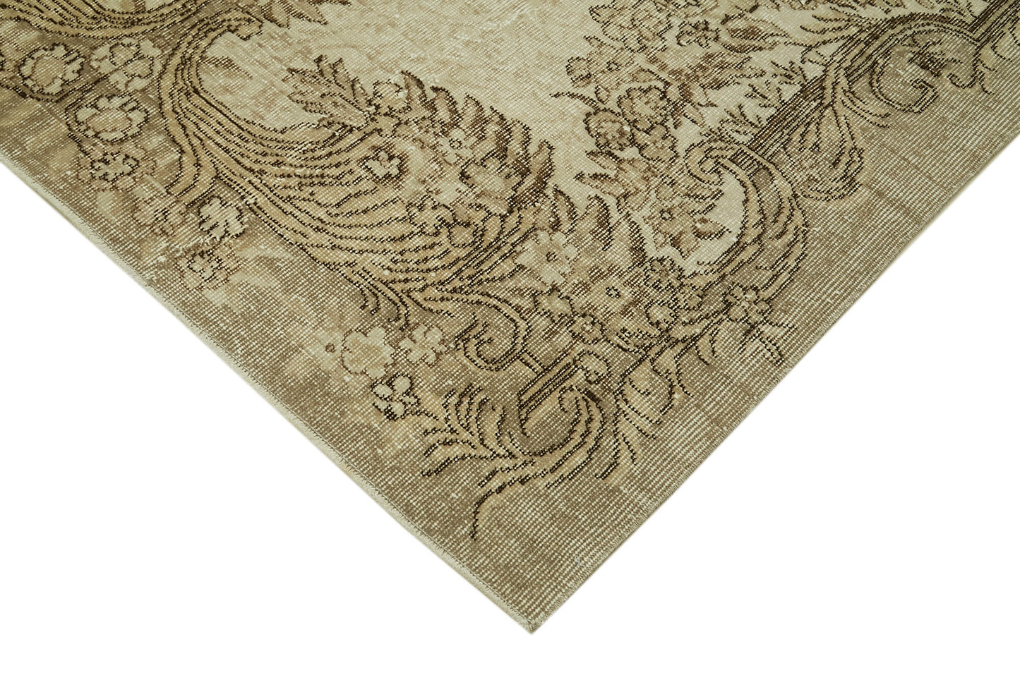6x9 Beige Turkish Vintage Area Rug - 41594