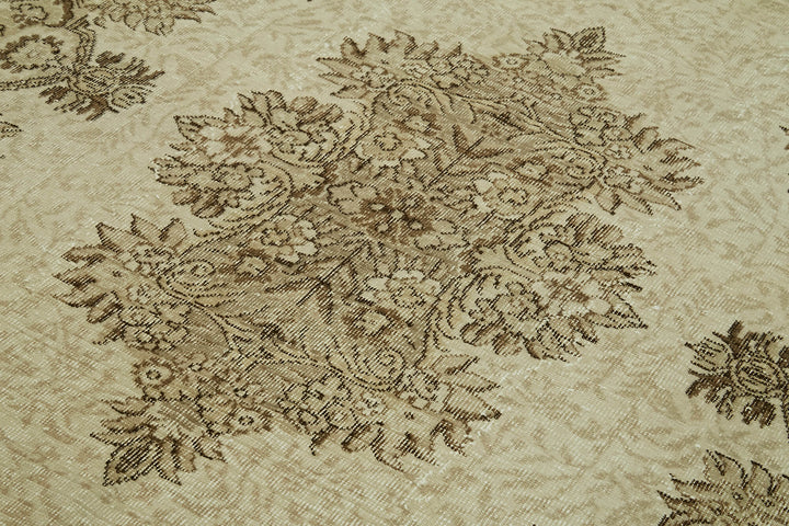 6x9 Beige Turkish Vintage Area Rug - 41594