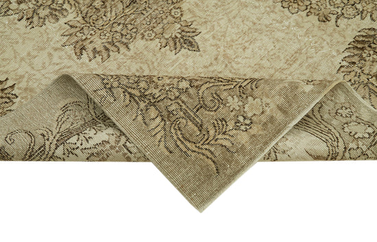 6x9 Beige Turkish Vintage Area Rug - 41594