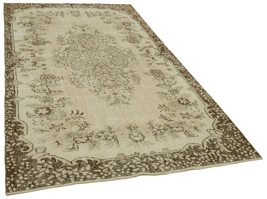 5x9 Beige Turkish Vintage Area Rug - 41596