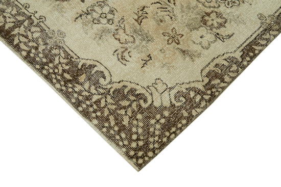 5x9 Beige Turkish Vintage Area Rug - 41596