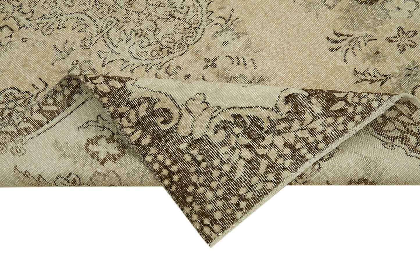 5x9 Beige Turkish Vintage Area Rug - 41596