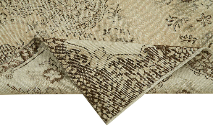 5x9 Beige Turkish Vintage Area Rug - 41596