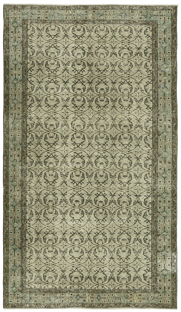 5x9 Beige Turkish Vintage Area Rug - 41597
