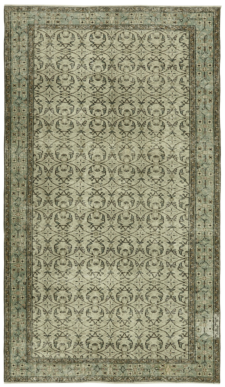 5x9 Beige Turkish Vintage Area Rug - 41597
