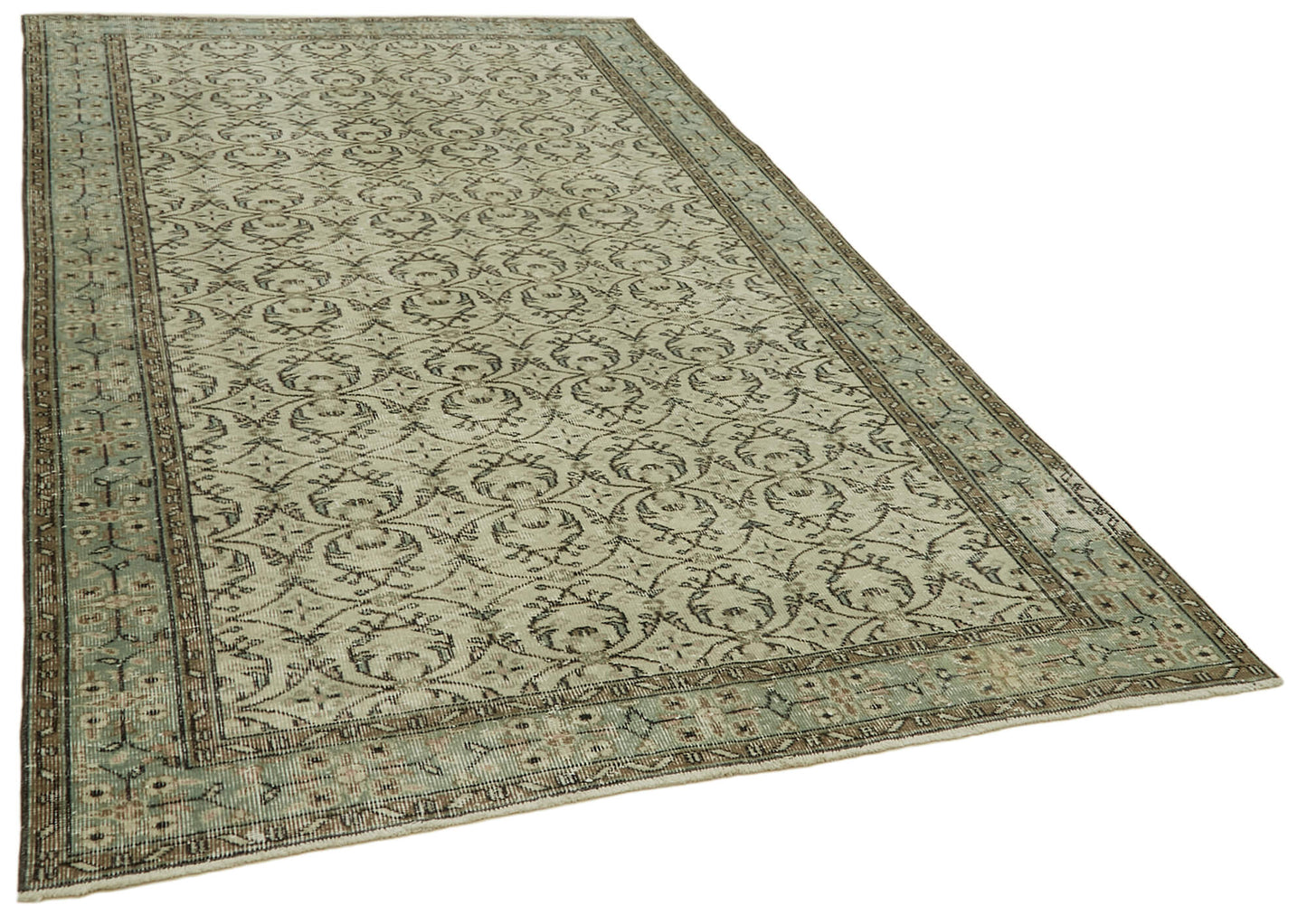 5x9 Beige Turkish Vintage Area Rug - 41597