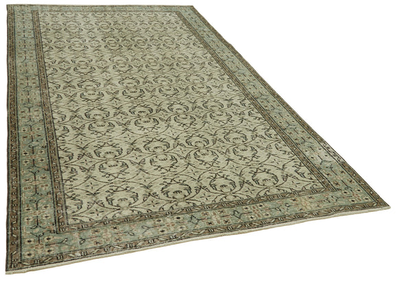 5x9 Beige Turkish Vintage Area Rug - 41597