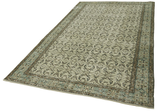 5x9 Beige Turkish Vintage Area Rug - 41597