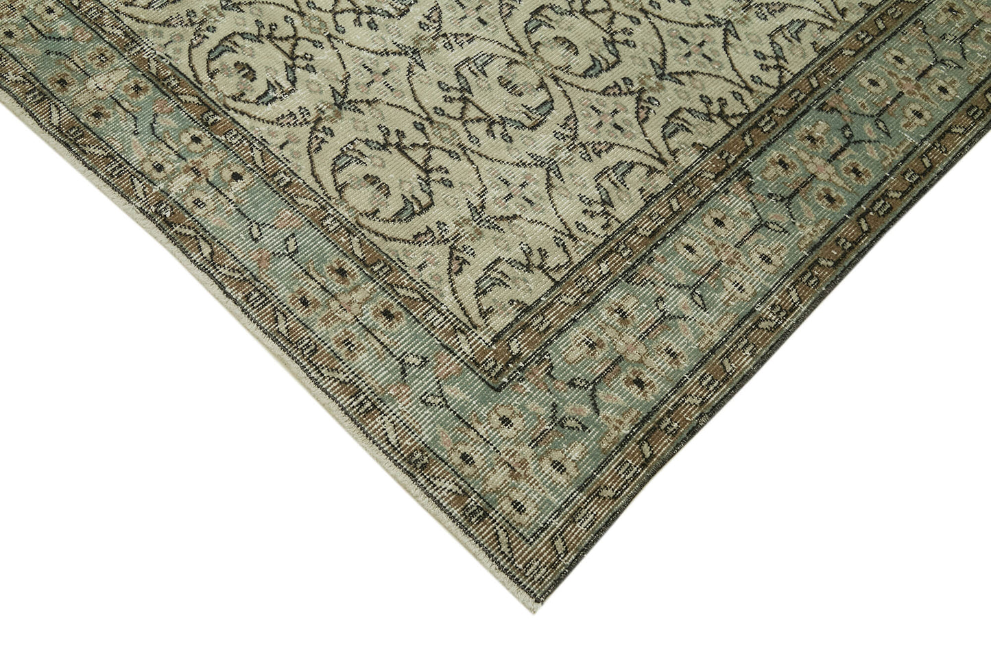 5x9 Beige Turkish Vintage Area Rug - 41597