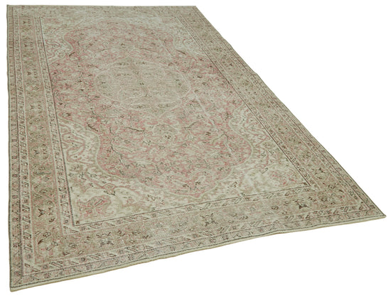 5x9 Beige Turkish Vintage Area Rug - 41602