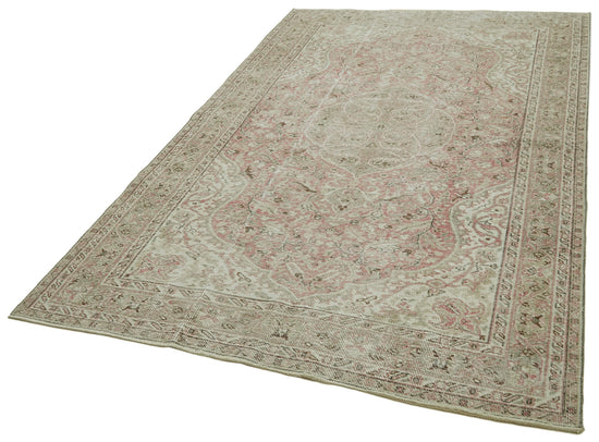5x9 Beige Turkish Vintage Area Rug - 41602