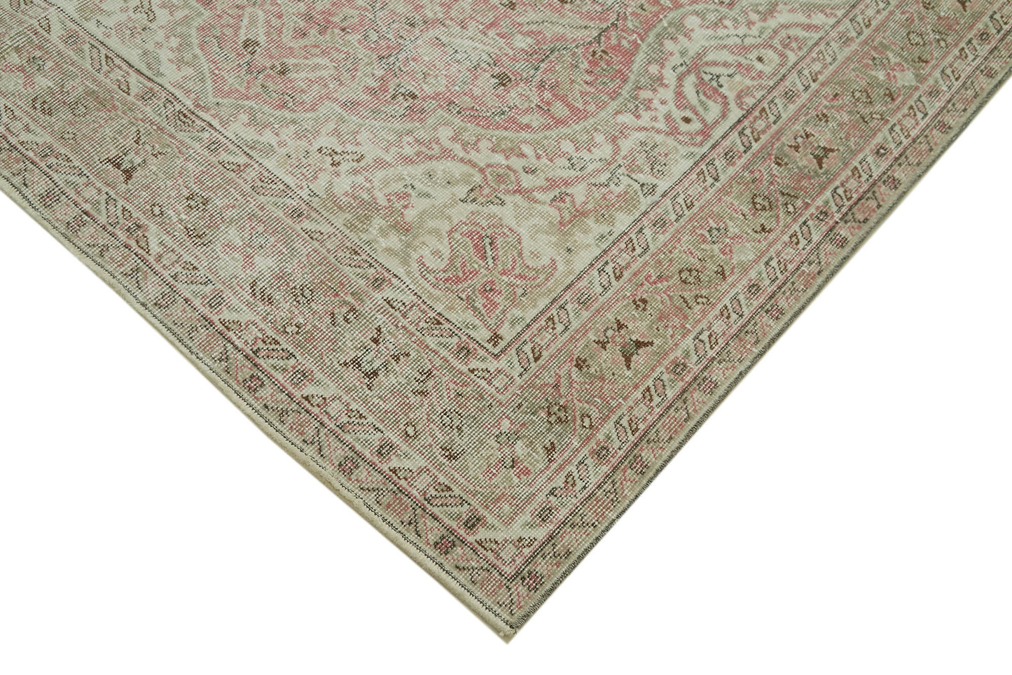5x9 Beige Turkish Vintage Area Rug - 41602
