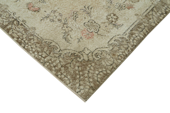 5x9 Beige Turkish Vintage Area Rug - 41603