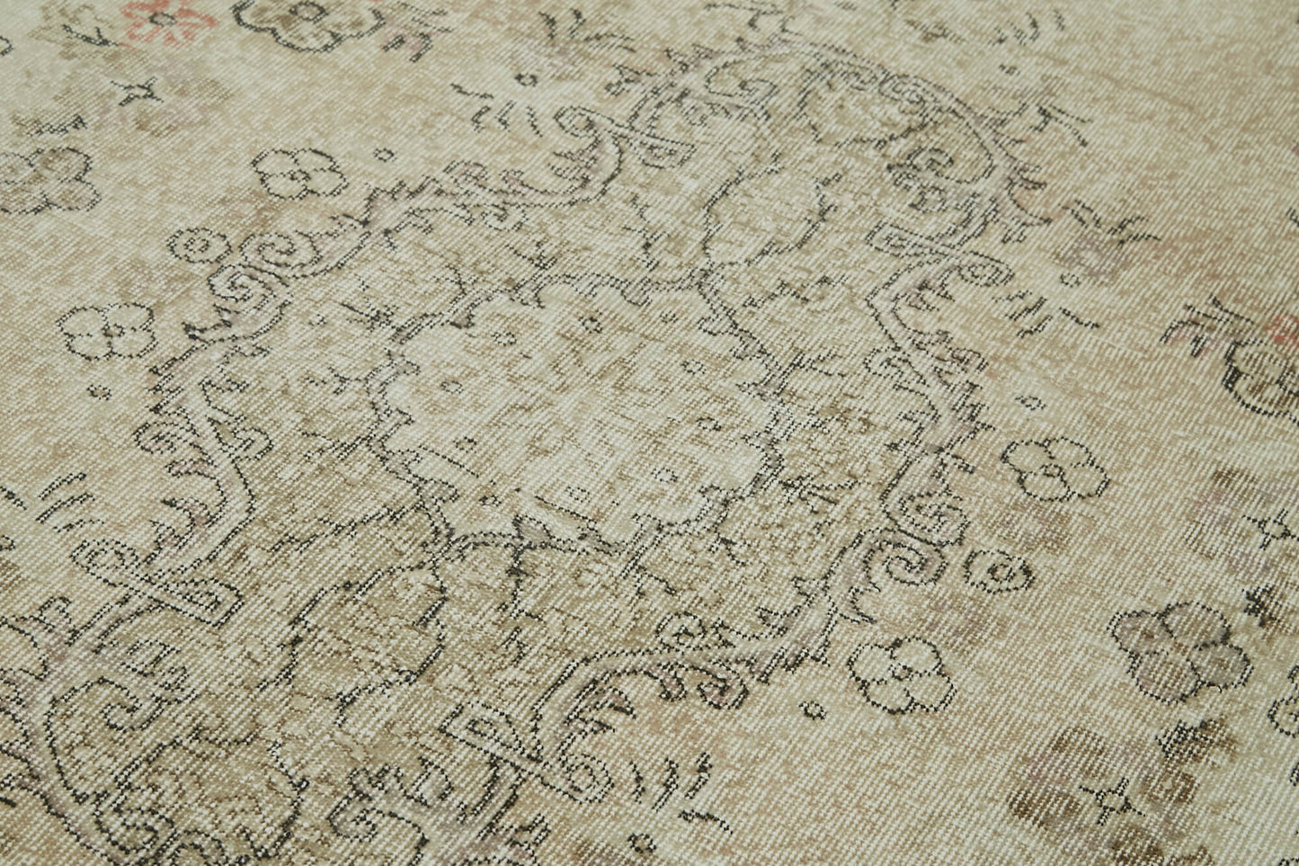 5x9 Beige Turkish Vintage Area Rug - 41603