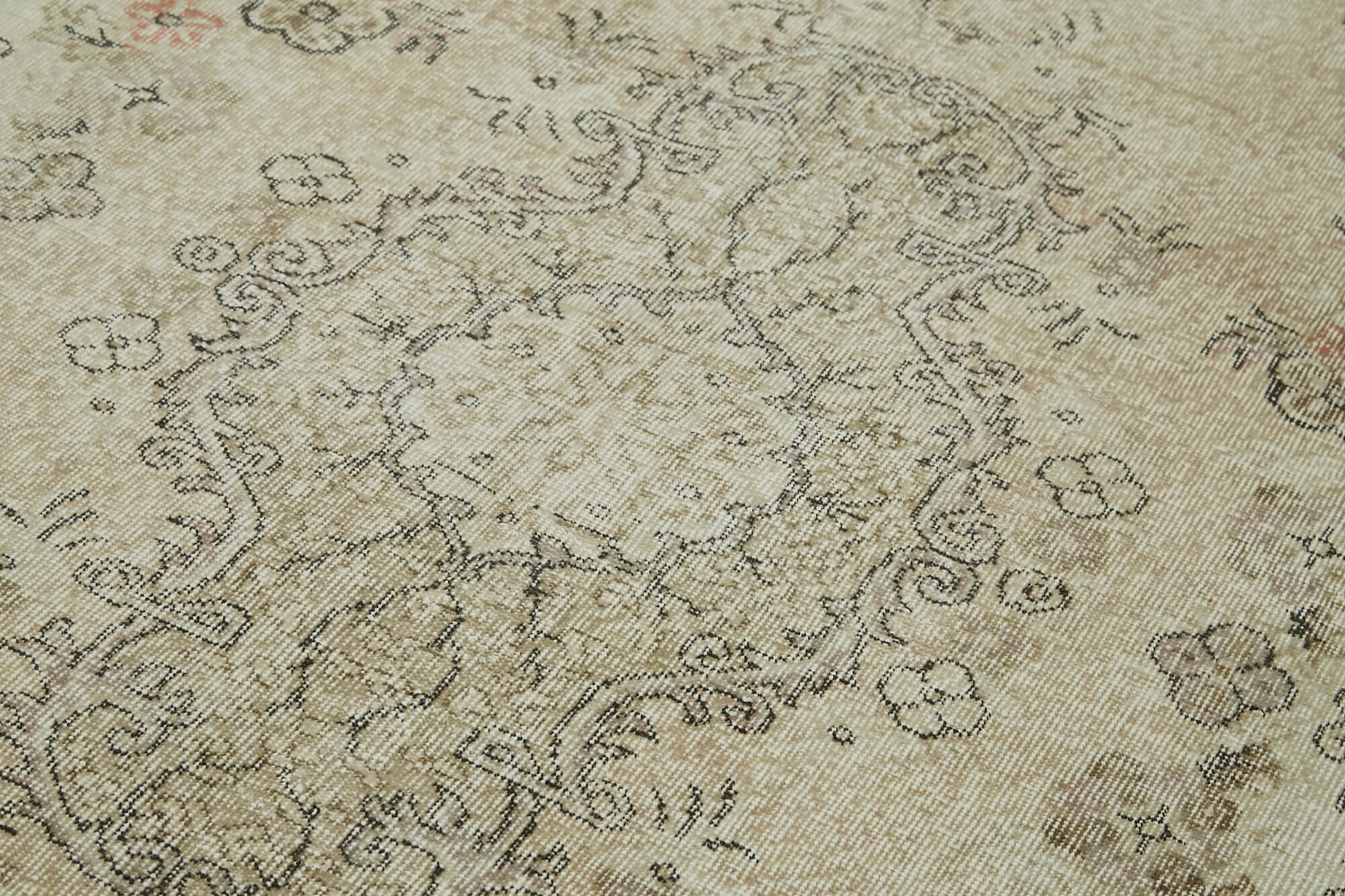 5x9 Beige Turkish Vintage Area Rug - 41603