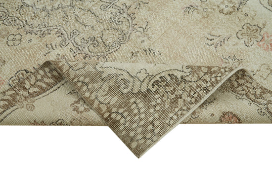 5x9 Beige Turkish Vintage Area Rug - 41603