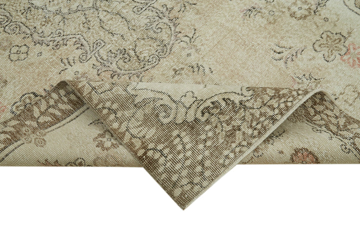 5x9 Beige Turkish Vintage Area Rug - 41603