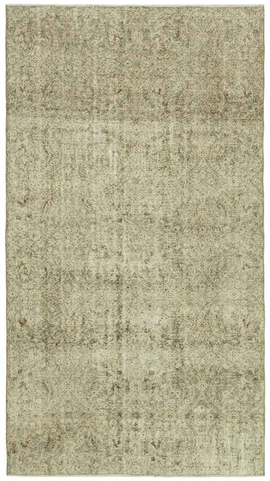 5x9 Beige Turkish Vintage Area Rug - 41604