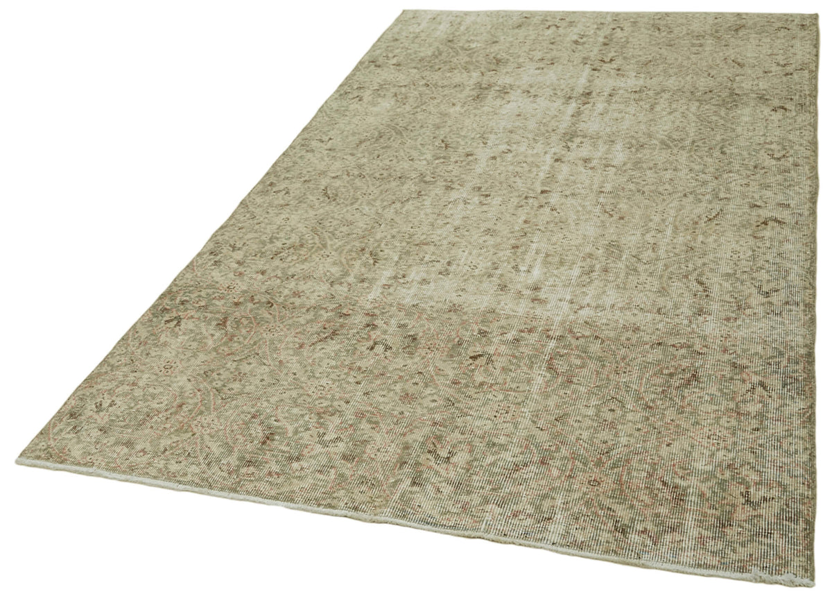 5x9 Beige Turkish Vintage Area Rug - 41604