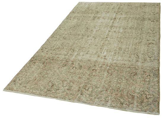 5x9 Beige Turkish Vintage Area Rug - 41604