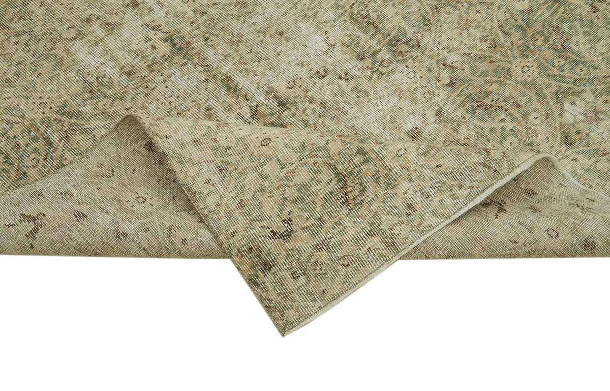 5x9 Beige Turkish Vintage Area Rug - 41604