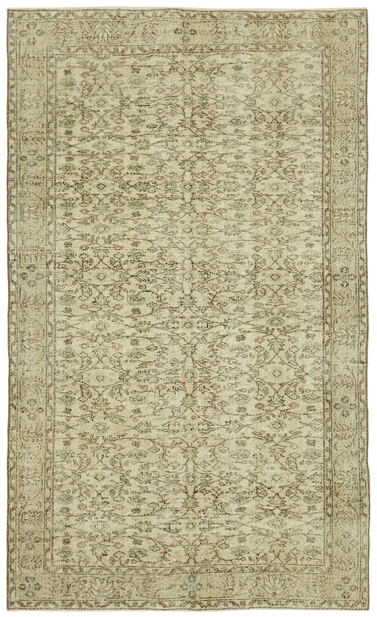 5x8 Beige Turkish Vintage Area Rug - 41606