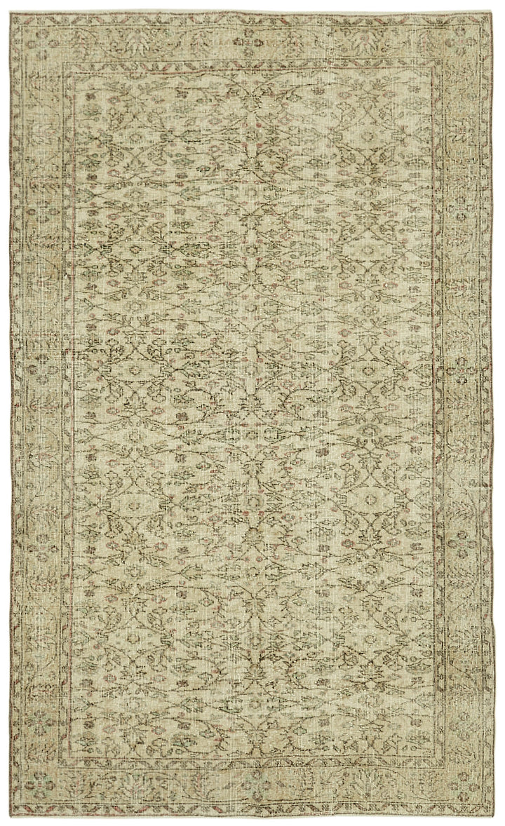 5x8 Beige Turkish Vintage Area Rug - 41606