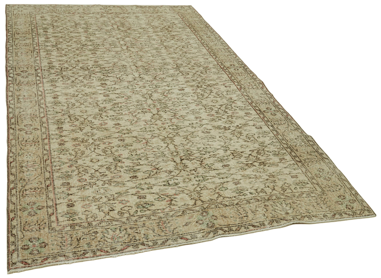 5x8 Beige Turkish Vintage Area Rug - 41606