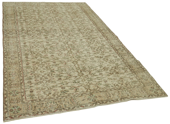 5x8 Beige Turkish Vintage Area Rug - 41606