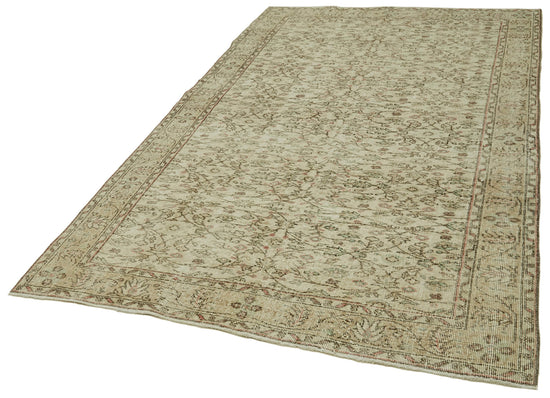 5x8 Beige Turkish Vintage Area Rug - 41606