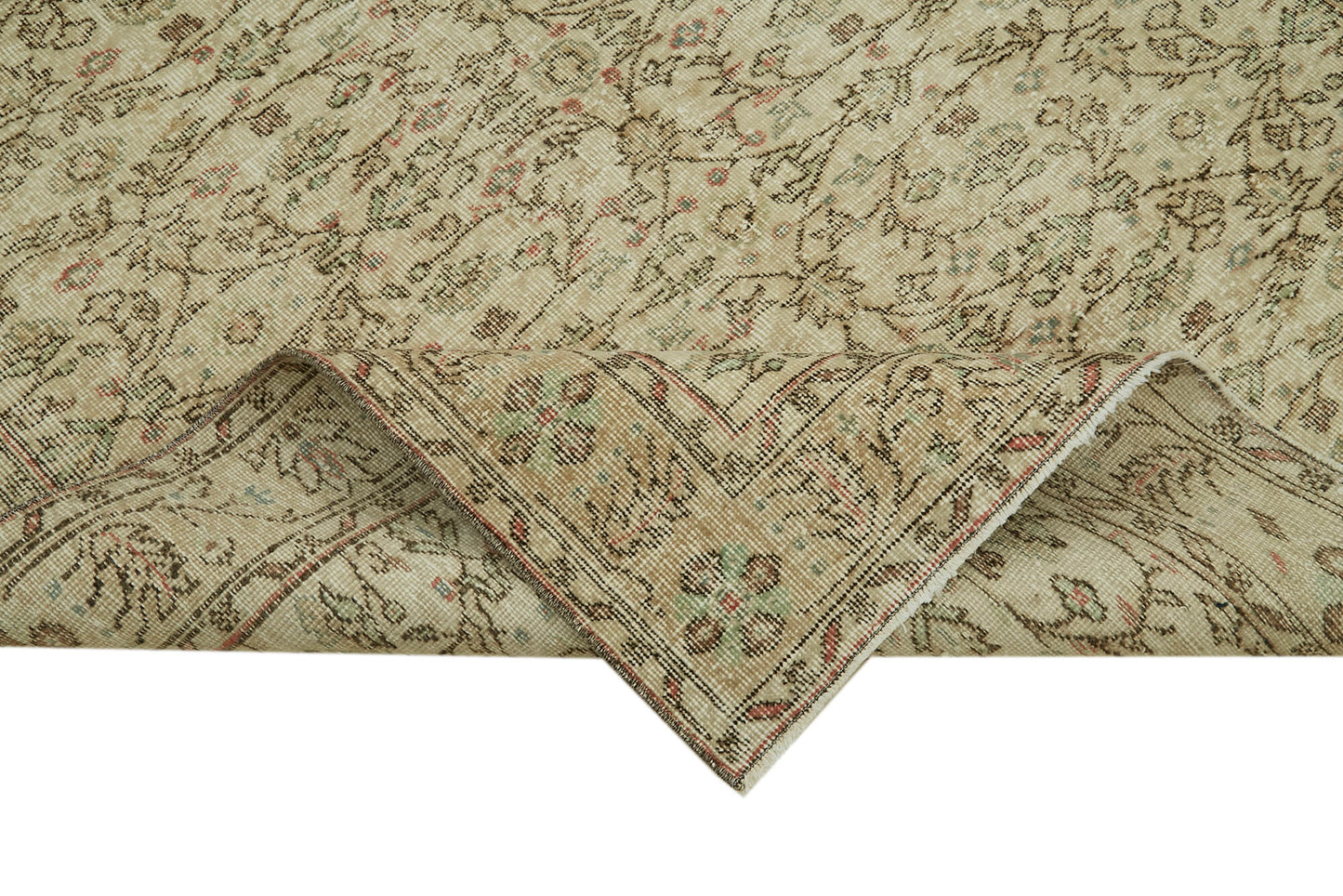 5x8 Beige Turkish Vintage Area Rug - 41606