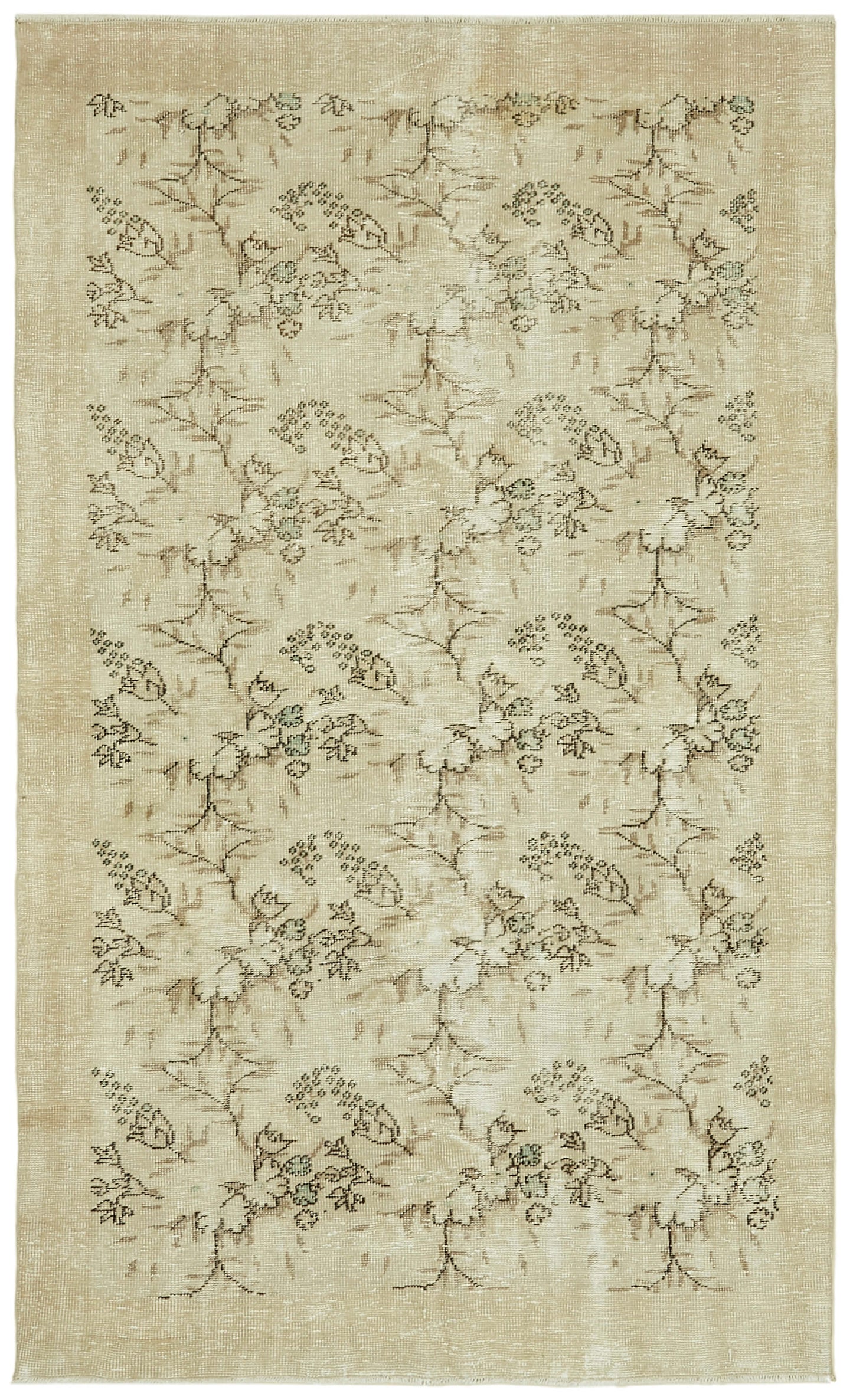 5x9 Beige Turkish Vintage Area Rug - 41613