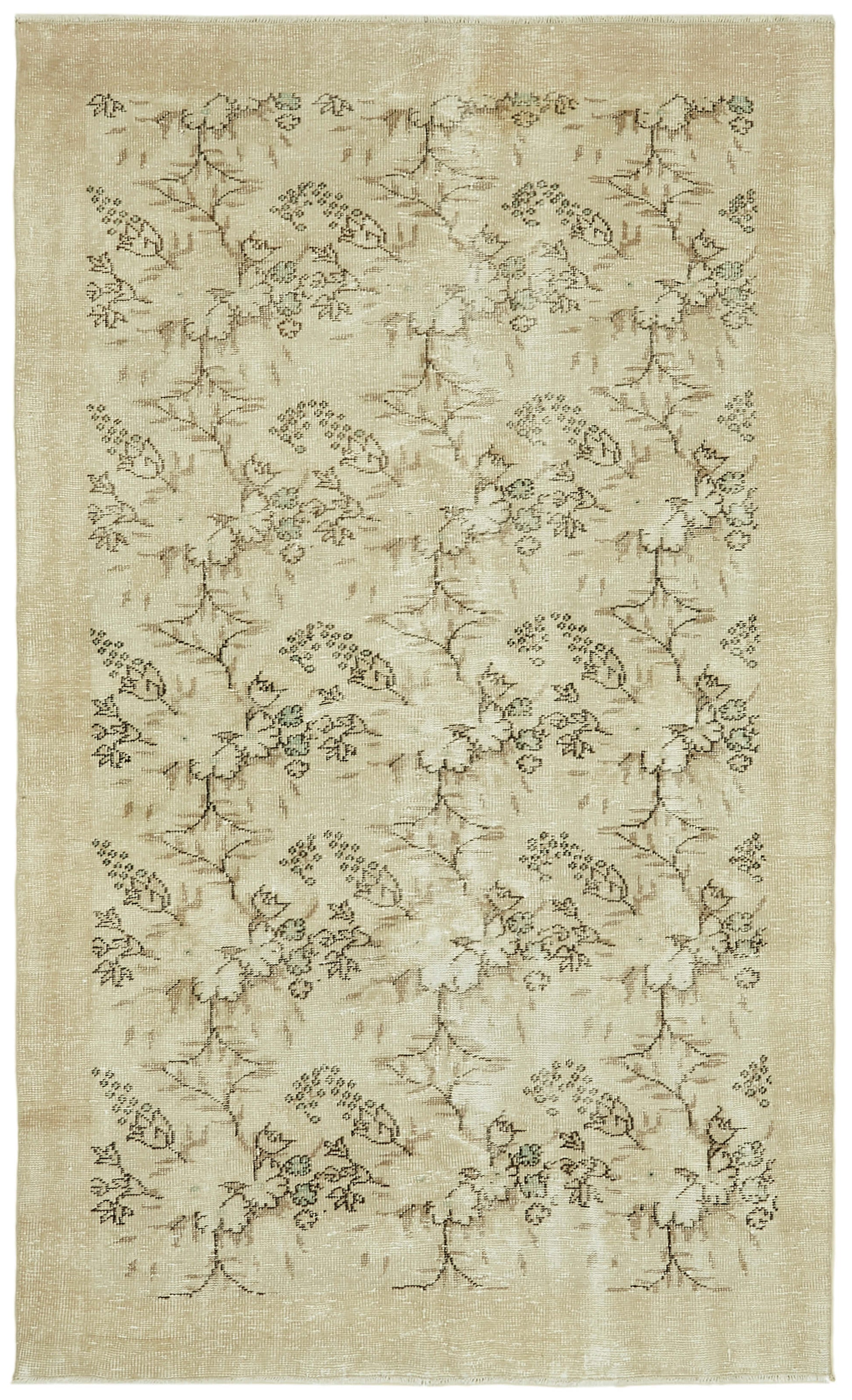 5x9 Beige Turkish Vintage Area Rug - 41613