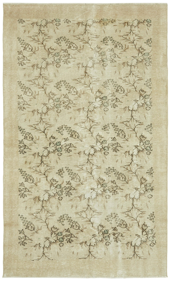 5x9 Beige Turkish Vintage Area Rug - 41613