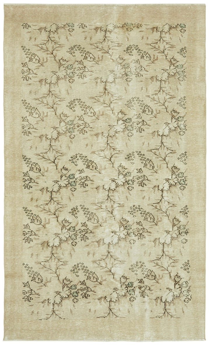 5x9 Beige Turkish Vintage Area Rug - 41613